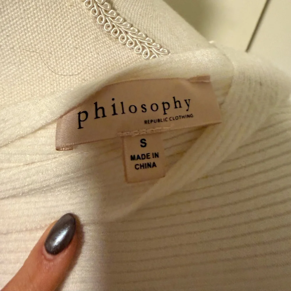 Philosophy White Ribbed Sweater Size S